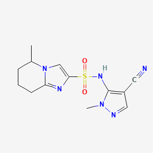 molecular formula C13H16N6O2S B6804184 N-(4-cyano-2-methylpyrazol-3-yl)-5-methyl-5,6,7,8-tetrahydroimidazo[1,2-a]pyridine-2-sulfonamide 