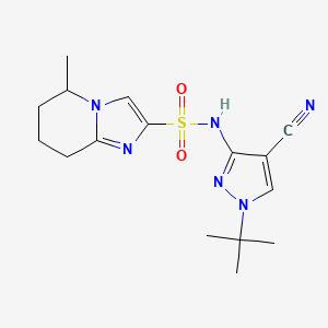 molecular formula C16H22N6O2S B6804193 N-(1-tert-butyl-4-cyanopyrazol-3-yl)-5-methyl-5,6,7,8-tetrahydroimidazo[1,2-a]pyridine-2-sulfonamide 