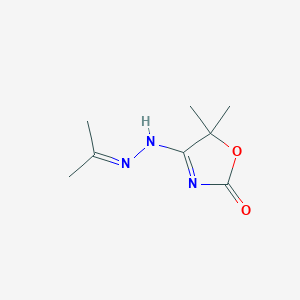 molecular formula C8H13N3O2 B068042 5,5-Dimethyl-4-(2-propan-2-ylidenehydrazinyl)-1,3-oxazol-2-one CAS No. 160155-04-4