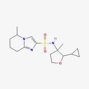 molecular formula C16H25N3O3S B6804220 N-(2-cyclopropyl-3-methyloxolan-3-yl)-5-methyl-5,6,7,8-tetrahydroimidazo[1,2-a]pyridine-2-sulfonamide 