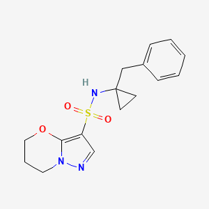 molecular formula C16H19N3O3S B6804240 N-(1-benzylcyclopropyl)-6,7-dihydro-5H-pyrazolo[5,1-b][1,3]oxazine-3-sulfonamide 