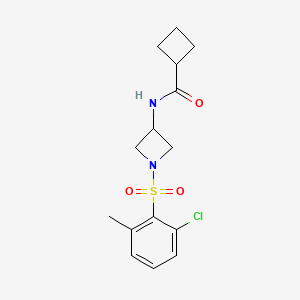 molecular formula C15H19ClN2O3S B6804268 N-[1-(2-chloro-6-methylphenyl)sulfonylazetidin-3-yl]cyclobutanecarboxamide 