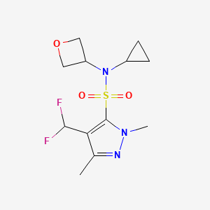 molecular formula C12H17F2N3O3S B6804375 N-cyclopropyl-4-(difluoromethyl)-2,5-dimethyl-N-(oxetan-3-yl)pyrazole-3-sulfonamide 