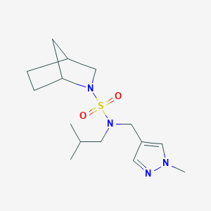 molecular formula C15H26N4O2S B6804453 N-(2-methylpropyl)-N-[(1-methylpyrazol-4-yl)methyl]-2-azabicyclo[2.2.1]heptane-2-sulfonamide 