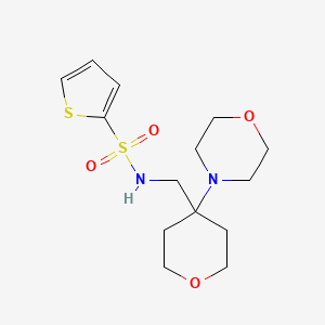 molecular formula C14H22N2O4S2 B6804526 N-[(4-morpholin-4-yloxan-4-yl)methyl]thiophene-2-sulfonamide 