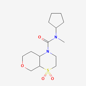 molecular formula C14H24N2O4S B6804587 N-cyclopentyl-N-methyl-4,4-dioxo-3,4a,5,7,8,8a-hexahydro-2H-pyrano[3,4-b][1,4]thiazine-1-carboxamide 