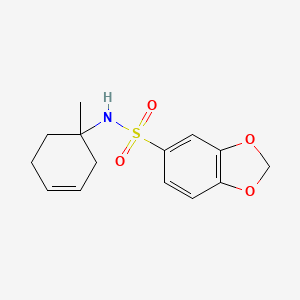 molecular formula C14H17NO4S B6804659 N-(1-methylcyclohex-3-en-1-yl)-1,3-benzodioxole-5-sulfonamide 
