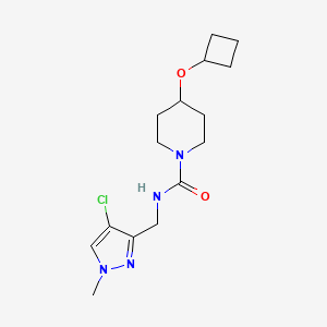 molecular formula C15H23ClN4O2 B6804956 N-[(4-chloro-1-methylpyrazol-3-yl)methyl]-4-cyclobutyloxypiperidine-1-carboxamide 