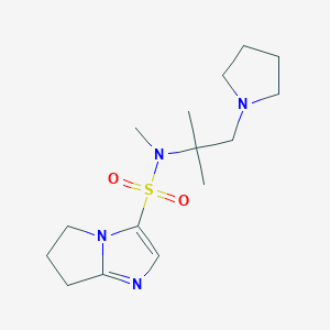 molecular formula C15H26N4O2S B6804961 N-methyl-N-(2-methyl-1-pyrrolidin-1-ylpropan-2-yl)-6,7-dihydro-5H-pyrrolo[1,2-a]imidazole-3-sulfonamide 