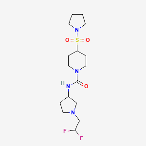 molecular formula C16H28F2N4O3S B6805006 N-[1-(2,2-difluoroethyl)pyrrolidin-3-yl]-4-pyrrolidin-1-ylsulfonylpiperidine-1-carboxamide 