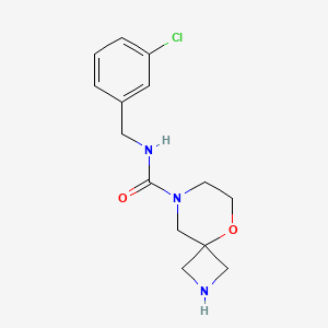 molecular formula C14H18ClN3O2 B6805032 N-[(3-chlorophenyl)methyl]-5-oxa-2,8-diazaspiro[3.5]nonane-8-carboxamide 