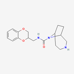 molecular formula C17H23N3O3 B6805037 N-(2,3-dihydro-1,4-benzodioxin-3-ylmethyl)-3,9-diazabicyclo[4.2.1]nonane-9-carboxamide 