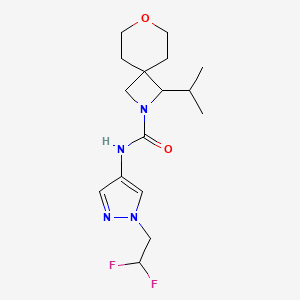 molecular formula C16H24F2N4O2 B6805039 N-[1-(2,2-difluoroethyl)pyrazol-4-yl]-3-propan-2-yl-7-oxa-2-azaspiro[3.5]nonane-2-carboxamide 