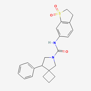 molecular formula C22H24N2O3S B6805044 N-(1,1-dioxo-2,3-dihydro-1-benzothiophen-6-yl)-8-phenyl-6-azaspiro[3.4]octane-6-carboxamide 