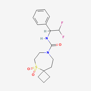 molecular formula C17H22F2N2O3S B6805196 N-(2,2-difluoro-1-phenylethyl)-5,5-dioxo-5lambda6-thia-8-azaspiro[3.6]decane-8-carboxamide 