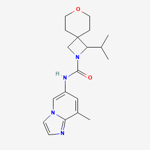 molecular formula C19H26N4O2 B6805215 N-(8-methylimidazo[1,2-a]pyridin-6-yl)-3-propan-2-yl-7-oxa-2-azaspiro[3.5]nonane-2-carboxamide 