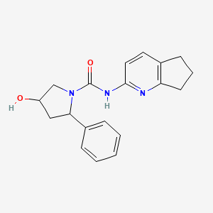 molecular formula C19H21N3O2 B6805236 N-(6,7-dihydro-5H-cyclopenta[b]pyridin-2-yl)-4-hydroxy-2-phenylpyrrolidine-1-carboxamide 