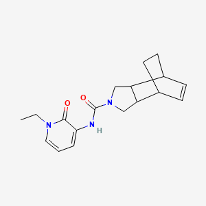 molecular formula C18H23N3O2 B6805273 N-(1-ethyl-2-oxopyridin-3-yl)-4-azatricyclo[5.2.2.02,6]undec-8-ene-4-carboxamide 