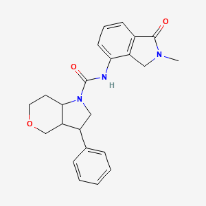 molecular formula C23H25N3O3 B6805320 N-(2-methyl-1-oxo-3H-isoindol-4-yl)-3-phenyl-3,3a,4,6,7,7a-hexahydro-2H-pyrano[4,3-b]pyrrole-1-carboxamide 