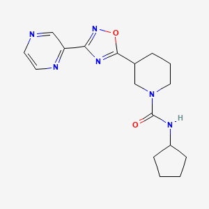 molecular formula C17H22N6O2 B6805329 N-cyclopentyl-3-(3-pyrazin-2-yl-1,2,4-oxadiazol-5-yl)piperidine-1-carboxamide 