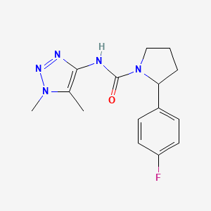 molecular formula C15H18FN5O B6805432 N-(1,5-dimethyltriazol-4-yl)-2-(4-fluorophenyl)pyrrolidine-1-carboxamide 