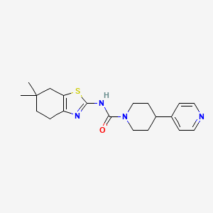 molecular formula C20H26N4OS B6805467 N-(6,6-dimethyl-5,7-dihydro-4H-1,3-benzothiazol-2-yl)-4-pyridin-4-ylpiperidine-1-carboxamide 