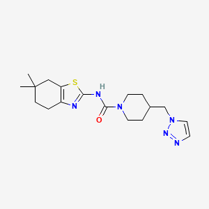 molecular formula C18H26N6OS B6805472 N-(6,6-dimethyl-5,7-dihydro-4H-1,3-benzothiazol-2-yl)-4-(triazol-1-ylmethyl)piperidine-1-carboxamide 