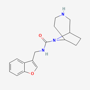 molecular formula C17H21N3O2 B6805476 N-(1-benzofuran-3-ylmethyl)-3,9-diazabicyclo[4.2.1]nonane-9-carboxamide 