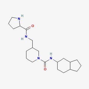 molecular formula C21H36N4O2 B6805487 N-(2,3,3a,4,5,6,7,7a-octahydro-1H-inden-5-yl)-3-[(pyrrolidine-2-carbonylamino)methyl]piperidine-1-carboxamide 