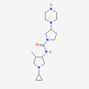 molecular formula C17H31N5O B6805599 N-(1-cyclopropyl-4-methylpyrrolidin-3-yl)-3-piperazin-1-ylpyrrolidine-1-carboxamide 