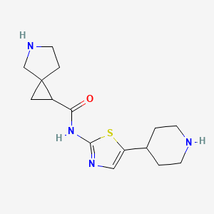 molecular formula C15H22N4OS B6805611 N-(5-piperidin-4-yl-1,3-thiazol-2-yl)-5-azaspiro[2.4]heptane-2-carboxamide 