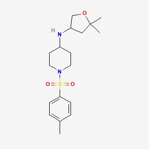 molecular formula C18H28N2O3S B6805617 N-(5,5-dimethyloxolan-3-yl)-1-(4-methylphenyl)sulfonylpiperidin-4-amine 