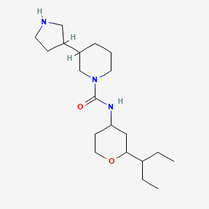 molecular formula C20H37N3O2 B6805668 N-(2-pentan-3-yloxan-4-yl)-3-pyrrolidin-3-ylpiperidine-1-carboxamide 