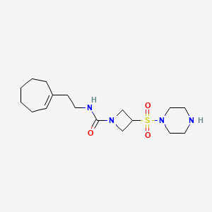 molecular formula C17H30N4O3S B6805679 N-[2-(cyclohepten-1-yl)ethyl]-3-piperazin-1-ylsulfonylazetidine-1-carboxamide 