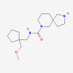 molecular formula C17H31N3O2 B6805759 N-[[1-(methoxymethyl)cyclopentyl]methyl]-2,7-diazaspiro[4.5]decane-7-carboxamide 