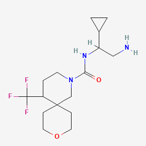 molecular formula C16H26F3N3O2 B6805809 N-(2-amino-1-cyclopropylethyl)-5-(trifluoromethyl)-9-oxa-2-azaspiro[5.5]undecane-2-carboxamide 