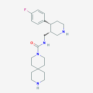 molecular formula C22H33FN4O B6805882 N-[[(3R,4R)-4-(4-fluorophenyl)piperidin-3-yl]methyl]-3,9-diazaspiro[5.5]undecane-3-carboxamide 
