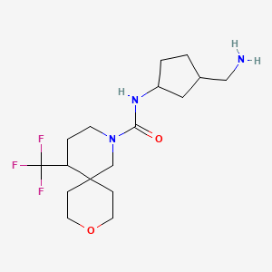 molecular formula C17H28F3N3O2 B6805961 N-[3-(aminomethyl)cyclopentyl]-5-(trifluoromethyl)-9-oxa-2-azaspiro[5.5]undecane-2-carboxamide 