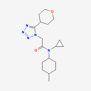molecular formula C18H29N5O2 B6806202 N-cyclopropyl-N-(4-methylcyclohexyl)-2-[5-(oxan-4-yl)tetrazol-1-yl]acetamide 