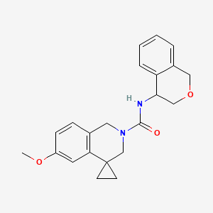 molecular formula C22H24N2O3 B6806396 N-(3,4-dihydro-1H-isochromen-4-yl)-6-methoxyspiro[1,3-dihydroisoquinoline-4,1'-cyclopropane]-2-carboxamide 