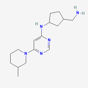 molecular formula C16H27N5 B6806559 N-[3-(aminomethyl)cyclopentyl]-6-(3-methylpiperidin-1-yl)pyrimidin-4-amine 