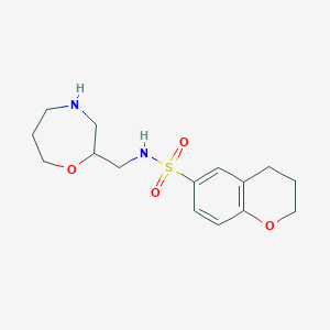 molecular formula C15H22N2O4S B6806578 N-(1,4-oxazepan-2-ylmethyl)-3,4-dihydro-2H-chromene-6-sulfonamide 