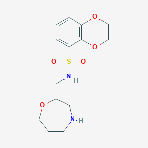 molecular formula C14H20N2O5S B6806617 N-(1,4-oxazepan-2-ylmethyl)-2,3-dihydro-1,4-benzodioxine-5-sulfonamide 
