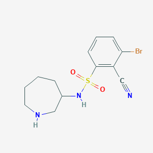 molecular formula C13H16BrN3O2S B6806661 N-(azepan-3-yl)-3-bromo-2-cyanobenzenesulfonamide 