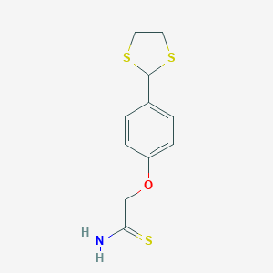 molecular formula C11H13NOS3 B068068 2-(4-(1,3-Dithiolan-2-yl)phenoxy)ethanethioamide CAS No. 175276-82-1
