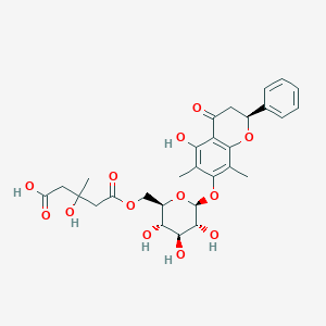 molecular formula C29H34O13 B068071 3-羟基-3-甲基-5-氧代-5-[[(2R,3S,4S,5R,6S)-3,4,5-三羟基-6-[[(2S)-5-羟基-6,8-二甲基-4-氧代-2-苯基-2,3-二氢色满-7-基]氧基]氧杂-2-基]甲氧基]戊酸 CAS No. 161161-69-9