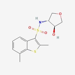 molecular formula C14H17NO4S2 B6807286 N-[(3R,4S)-4-hydroxyoxolan-3-yl]-2,7-dimethyl-1-benzothiophene-3-sulfonamide 