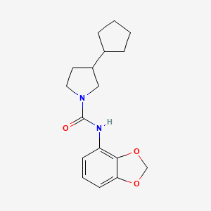 molecular formula C17H22N2O3 B6807526 N-(1,3-benzodioxol-4-yl)-3-cyclopentylpyrrolidine-1-carboxamide 