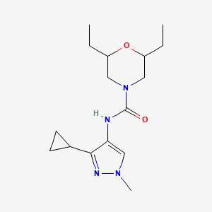 molecular formula C16H26N4O2 B6807575 N-(3-cyclopropyl-1-methylpyrazol-4-yl)-2,6-diethylmorpholine-4-carboxamide 