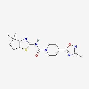 molecular formula C17H23N5O2S B6807615 N-(4,4-dimethyl-5,6-dihydrocyclopenta[d][1,3]thiazol-2-yl)-4-(3-methyl-1,2,4-oxadiazol-5-yl)piperidine-1-carboxamide 